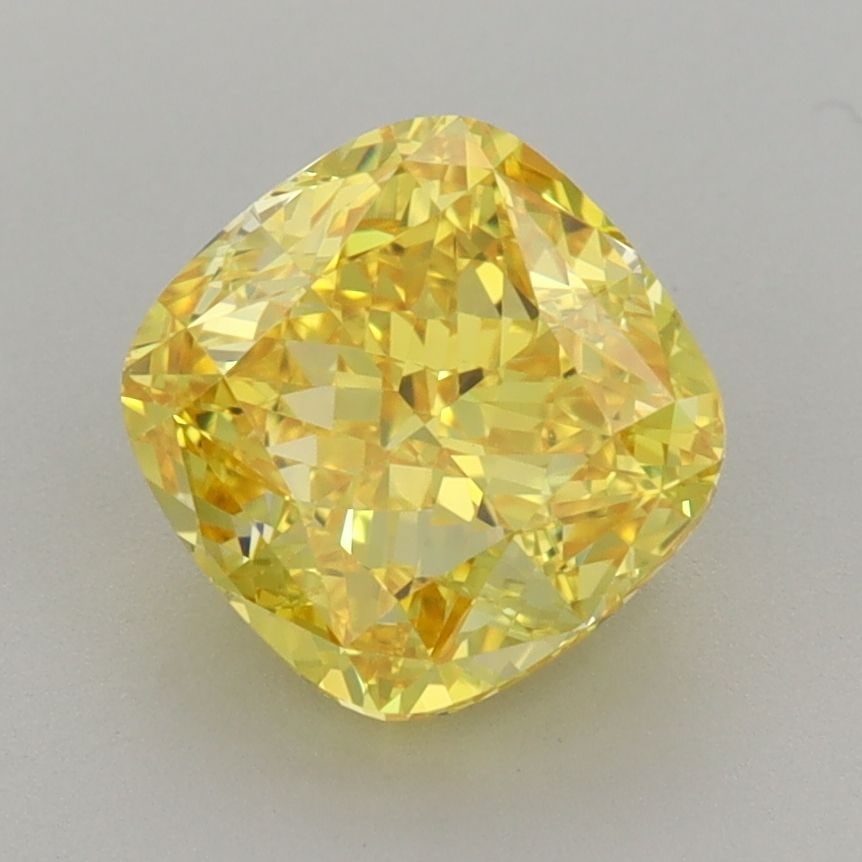 Loose Diamond - CUSHION MODIFIED 2.3ct Fancy Vivid Yellow VVS2: Loose Diamond - CUSHION MODIFIED 2.3ct Fancy Vivid Yellow VVS2 Source: This is a real non-mined Diamond that has been grown in a lab Shape: CUSHION MODIFIED Carats: 2.3 Color: Fancy Vivid Yellow Certi