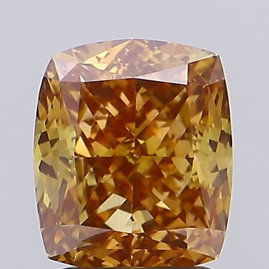 Loose Diamond - CUSHION MODIFIED 2.01ct Fancy Intense Orange Yellow VS1: Loose Diamond - CUSHION MODIFIED 2.01ct Fancy Intense Orange Yellow VS1 Source: This is a real non-mined Diamond that has been grown in a lab Shape: CUSHION MODIFIED Carats: 2.01 Color: Fancy Intense 