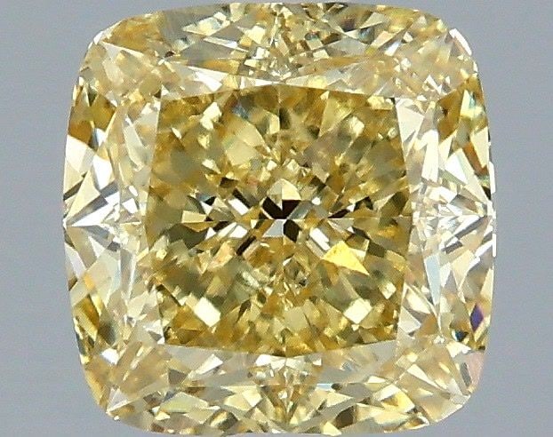 Loose Diamond - CUSHION MODIFIED 2.09ct Fancy Yellow VS1: Loose Diamond - CUSHION MODIFIED 2.09ct Fancy Yellow VS1 Source: This is a real non-mined Diamond that has been grown in a lab Shape: CUSHION MODIFIED Carats: 2.09 Color: Fancy Yellow Certification: I