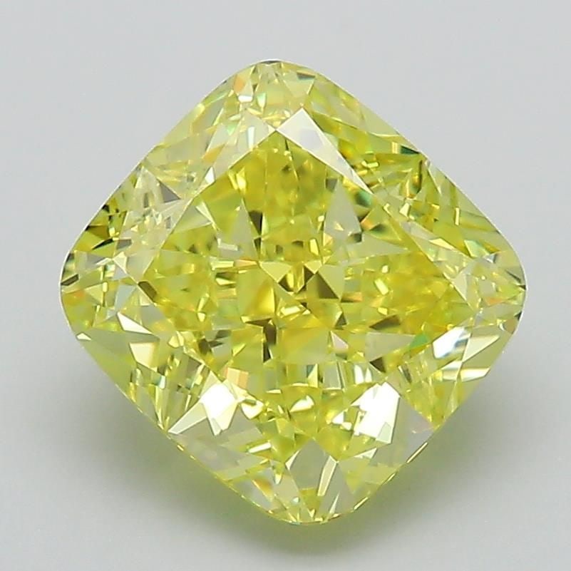Loose Diamond - CUSHION MODIFIED 2.79ct Fancy Vivid Yellow VVS2: Loose Diamond - CUSHION MODIFIED 2.79ct Fancy Vivid Yellow VVS2 Source: This is a real non-mined Diamond that has been grown in a lab Shape: CUSHION MODIFIED Carats: 2.79 Color: Fancy Vivid Yellow Cer
