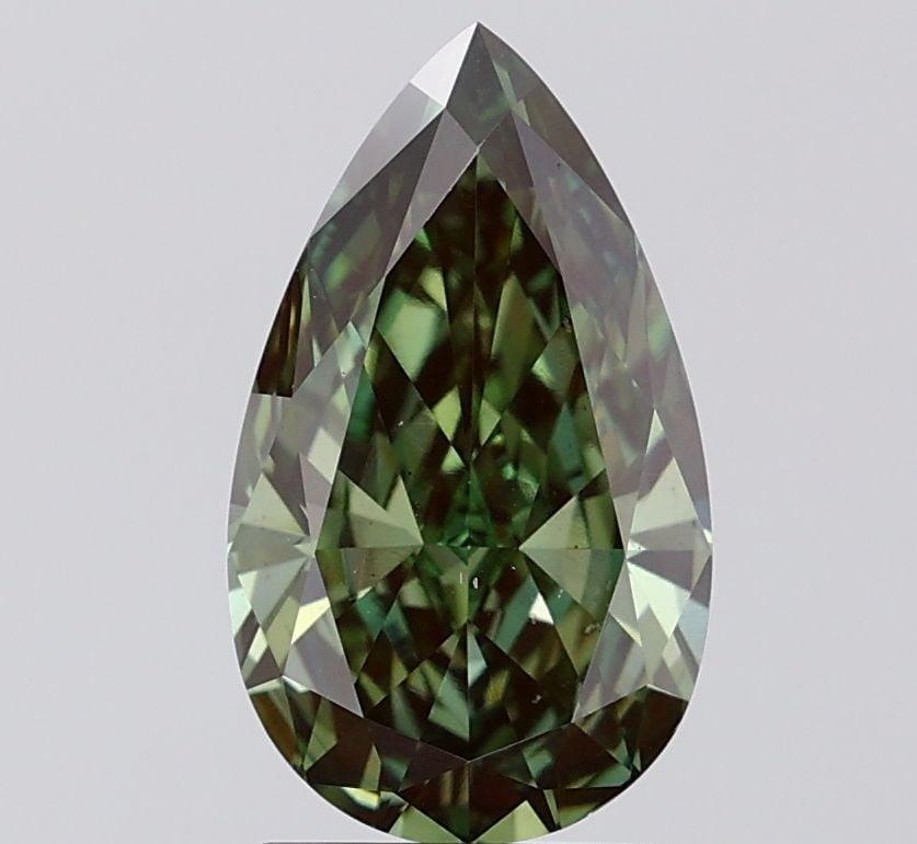 Loose Diamond - PEAR 2.37ct Fancy Vivid Green VS2: Loose Diamond - PEAR 2.37ct Fancy Vivid Green VS2 Source: This is a real non-mined Diamond that has been grown in a lab Shape: PEAR Carats: 2.37 Color: Fancy Vivid Green Certification: IGI Video: