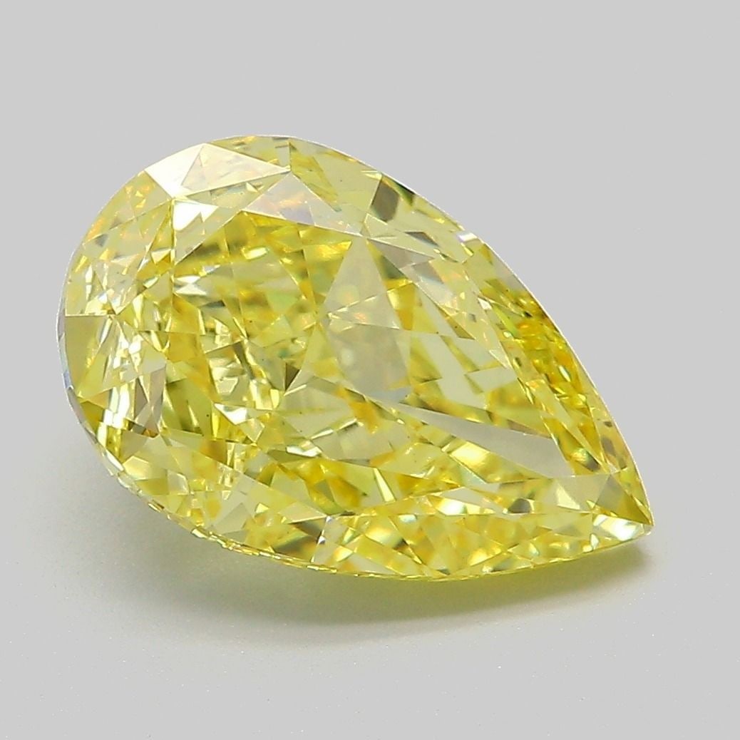 Loose Diamond - PEAR 4.06ct Fancy Vivid Yellow VS1: Loose Diamond - PEAR 4.06ct Fancy Vivid Yellow VS1 Source: This is a real non-mined Diamond that has been grown in a lab Shape: PEAR Carats: 4.06 Color: Fancy Vivid Yellow Certification: IGI Video: