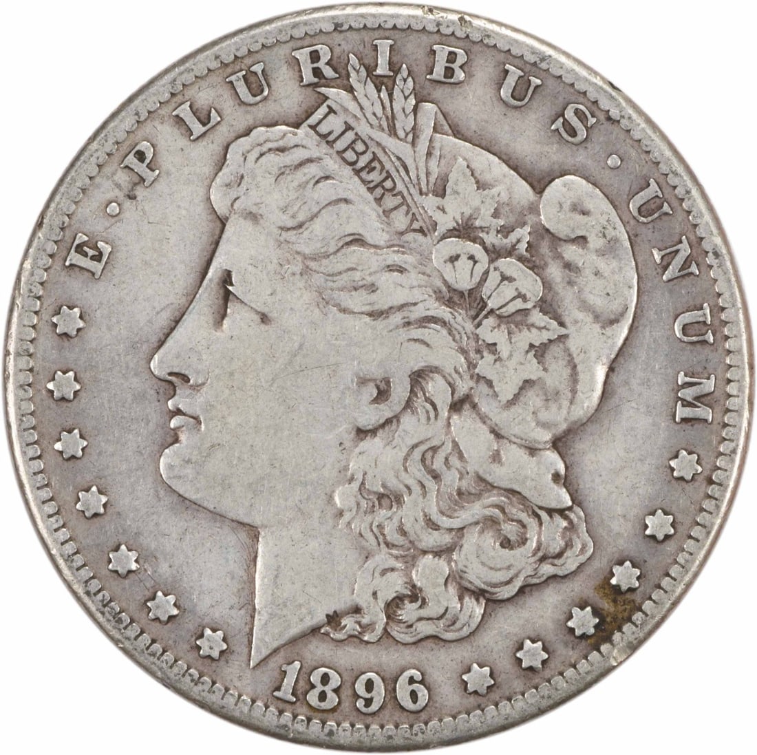 1896-S Morgan Silver Dollar VF Uncertified San Francisco Mint: 1896-S Morgan Silver Dollar VF Uncertified San Francisco Mint This 1896-S Morgan Silver Dollar features a design by George T. Morgan and is a notable piece in the history of American currency. The coi