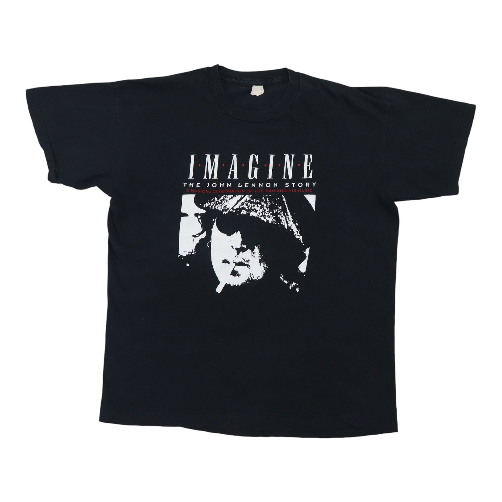 Vintage Black 1980s John Lennon Imagine Graphic Cotton T Shirt (1 of 4)