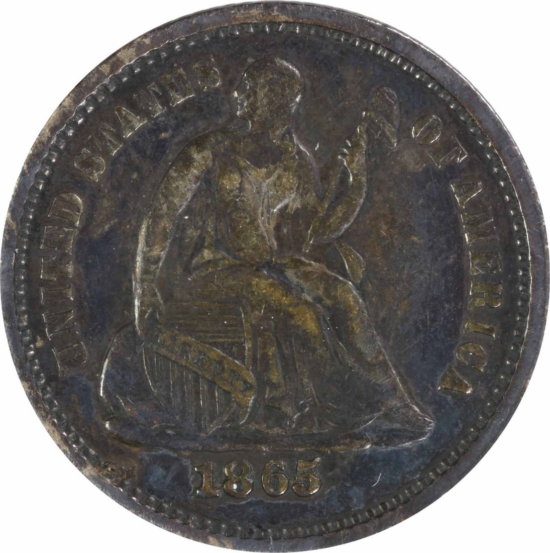 1865 S Seated Liberty Half Dime Silver EF Uncertified: 1865 S Seated Liberty Half Dime Silver EF Uncertified 1865-S Liberty Seated silver half dime from the United States. This pre-owned coin is listed as EF grade and uncertified. Specifications Year: 186