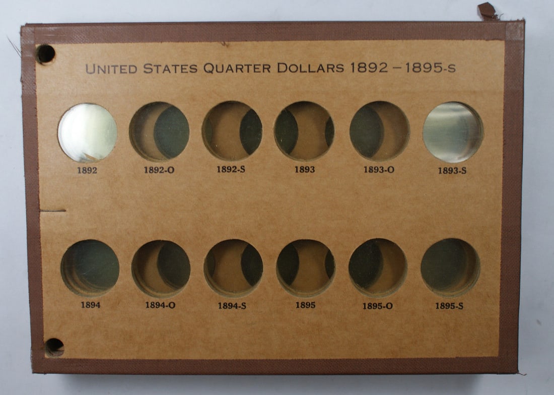 Set of 7 Wayte Raymond Album Pages for Barber Quarter Dollars 1892-1916: Set of 7 Wayte Raymond Album Pages for Barber Quarter Dollars 1892-1916 This is a complete set of 7 empty vintage National Coin Album pages by Wayte Raymond Inc., designed for Barber Quarter Dollars f