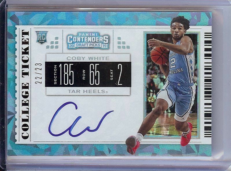 Coby White 2019 Contenders Draft Cracked Ice Auto #58 Limited 22/23 (1 of 2)