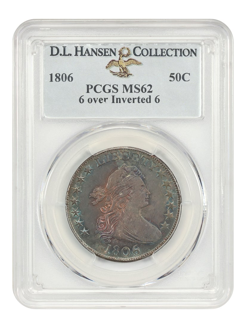 1806 Draped Bust Half Dollar PCGS MS62 6 Over Inverted 6 ex D.L. Hansen (1 of 4)
