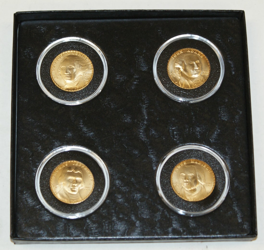 Daniel Carr 2007 Concept Presidential Dollar Four Coin Set with Box and COA: Daniel Carr 2007 Concept Presidential Dollar Four Coin Set with Box and COA This set includes four 2007 Daniel Carr Concept Presidential Dollar coins, presented in a box with a certificate of authenti