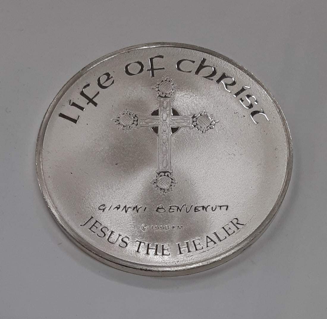Sterling Silver Jesus The Healer Medal Life of Christ by Benvenuti: Sterling Silver Jesus The Healer Medal Life of Christ by Benvenuti This Franklin Mint Life of Christ medal features the work of Gianni Benvenuti and depicts Jesus The Healer. Produced in the United St