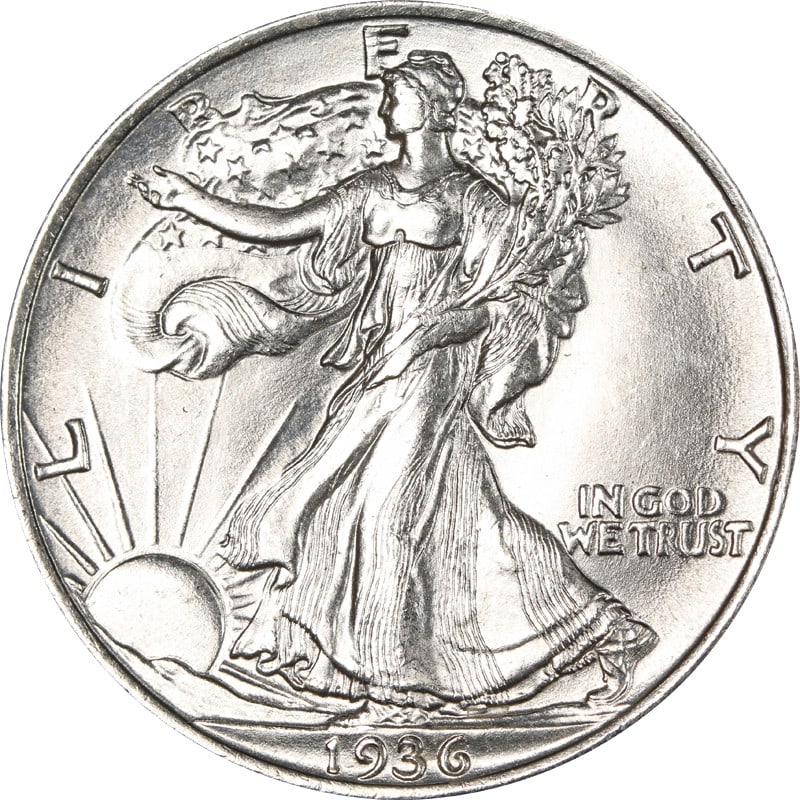 Uncirculated 1936 P Walking Liberty Silver Half Dollar (1 of 2)