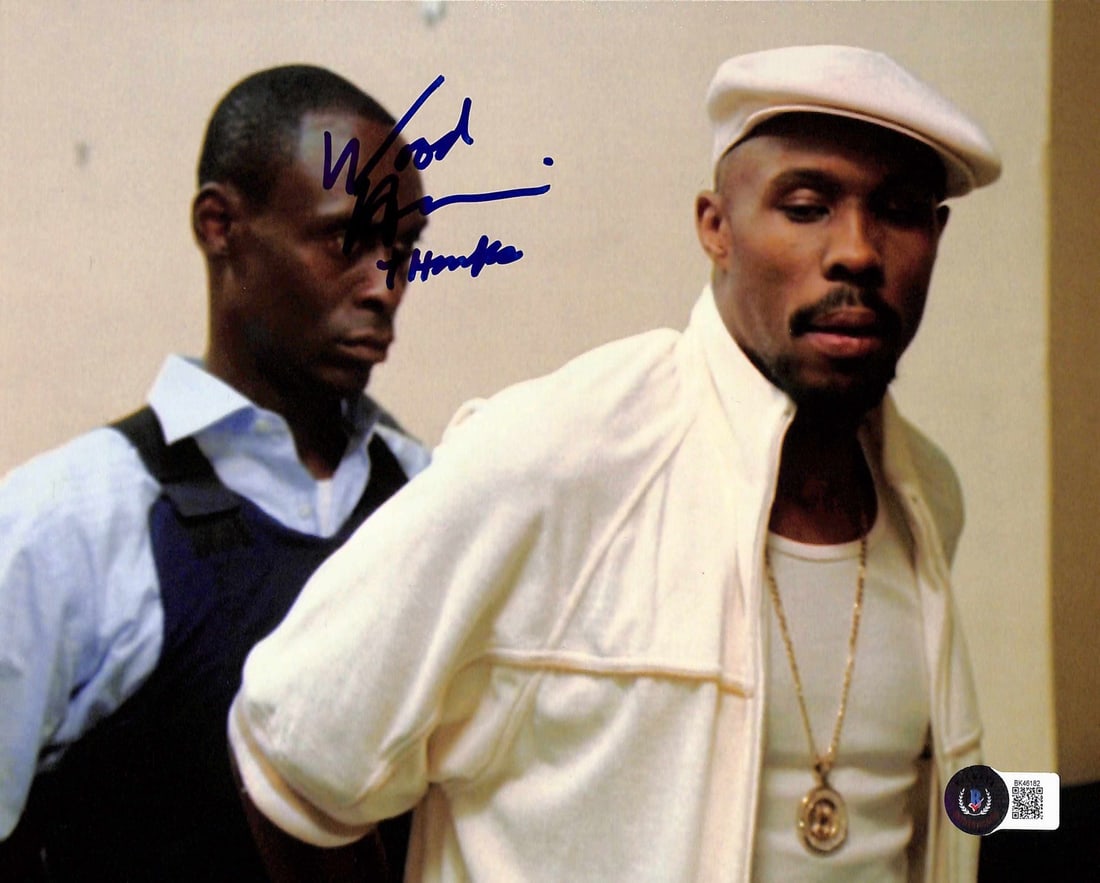 Wood Harris Signed 8x10 Photo The Wire Beckett Certified: Wood Harris Signed 8x10 Photo The Wire Beckett Certified This autographed 8x10 photograph features Wood Harris, known for his role as Avon Barksdale in the acclaimed TV series The Wire. The signature 
