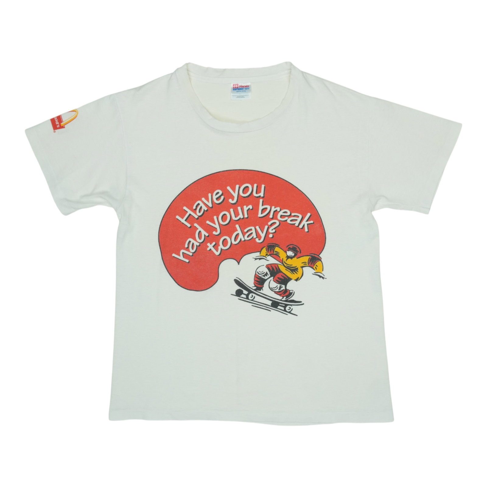 Vintage 1990s McDonalds Break Today White Cotton T-Shirt Medium (1 of 6)
