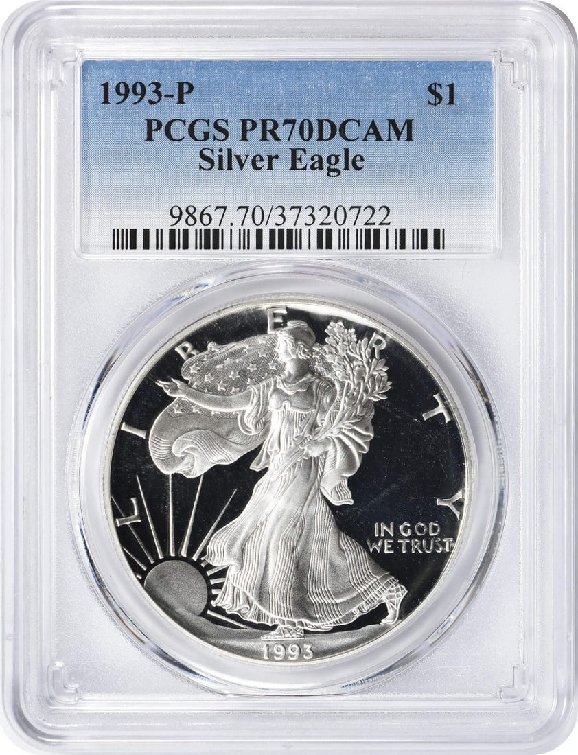 PCGS PR70 1993-P Silver American Eagle One Ounce Proof Coin Deep Cameo (1 of 2)