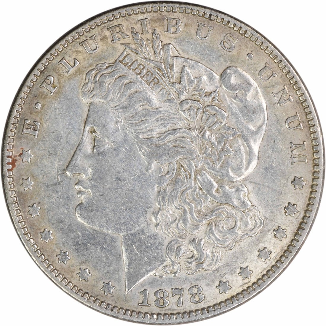 1878 Philadelphia Morgan Dollar EF Grade 90 Percent Silver Uncertified: 1878 Philadelphia Morgan Dollar EF Grade 90 Percent Silver Uncertified This 1878 Morgan Silver Dollar features the 7/8 Tail Feathers variety and is graded Extremely Fine (EF). Minted in Philadelphia w