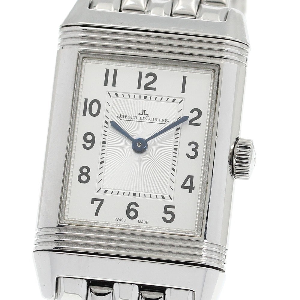 Jaeger-LeCoultre Reverso Classic Small Duetto Ladies Stainless Steel Watch: Jaeger-LeCoultre Reverso Classic Small Duetto Ladies Stainless Steel Watch Pre-owned Jaeger-LeCoultre Reverso Classic Duetto ladies wristwatch with a manual winding movement and a reversible silver an