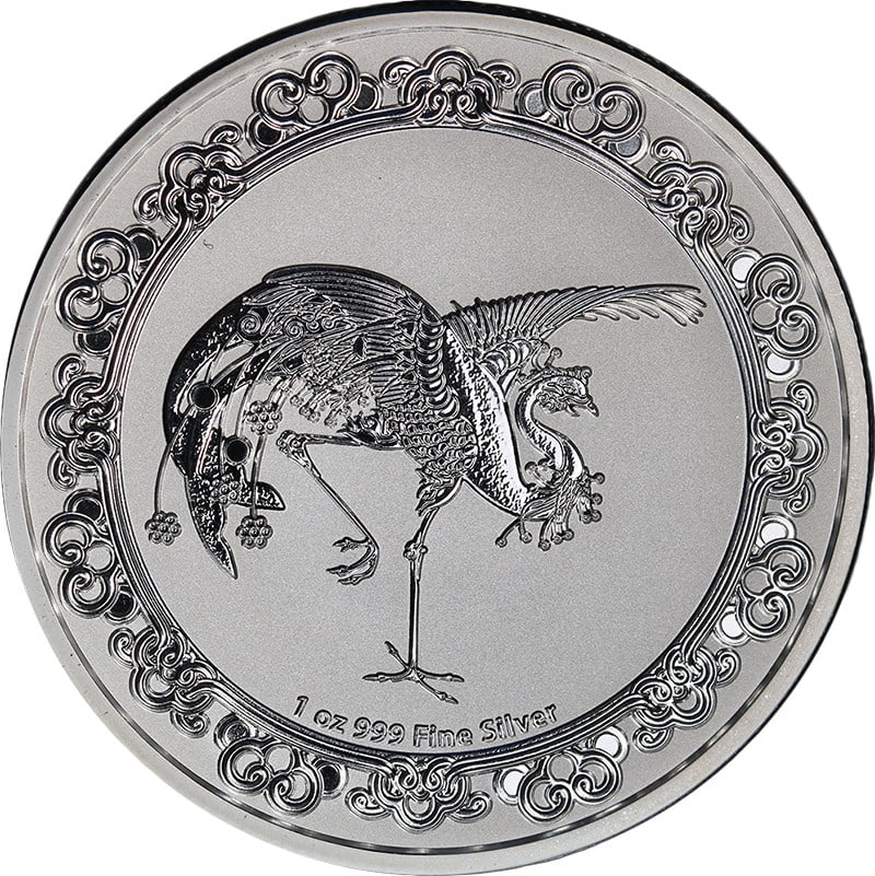 Niue 2020 $2 Red Phoenix 1 oz .999 Silver Coin: Niue 2020 $2 Red Phoenix 1 oz .999 Silver Coin Original 2020 Niue Silver $2 coin from the Celestial Animal Series featuring the Red Phoenix design. This 1 ounce silver coin has a reverse proof style a