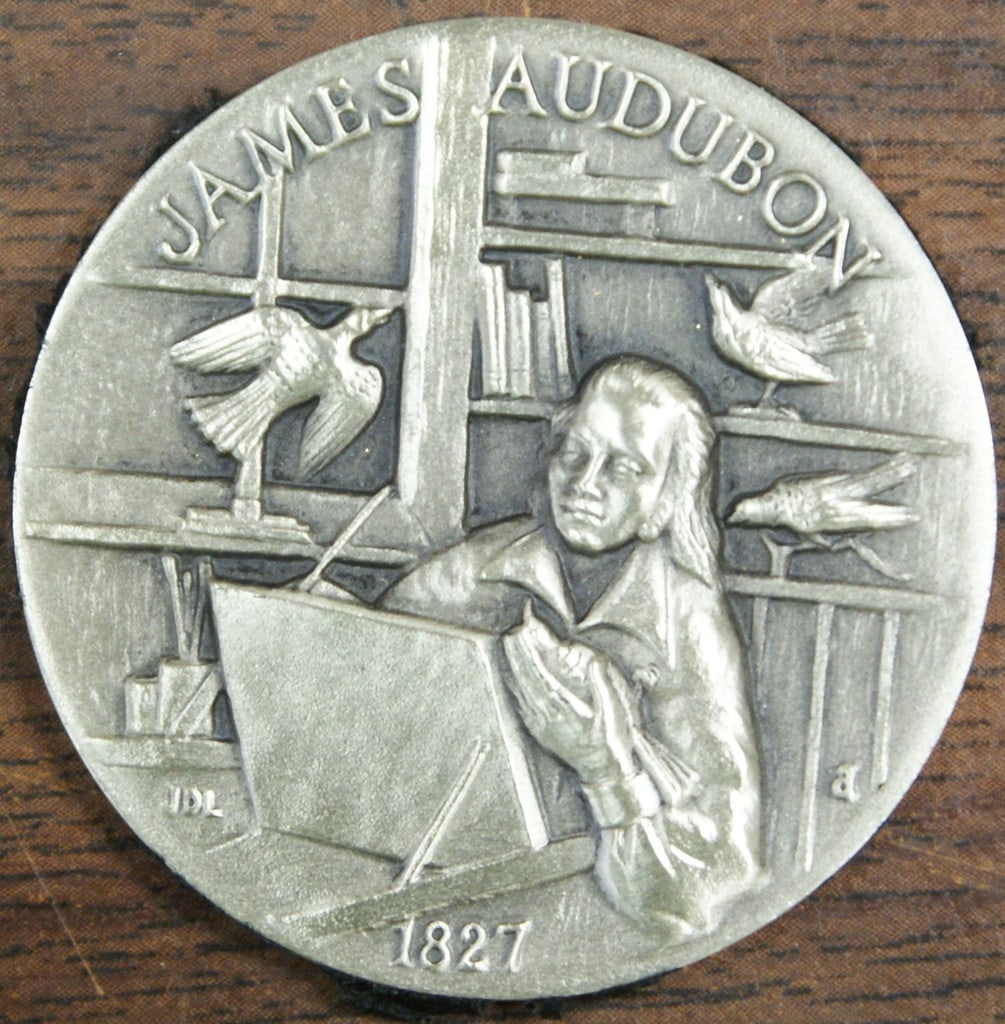 Sterling silver Audubon medal by Wittnauer with pamphlet: Sterling silver Audubon medal by Wittnauer with pamphlet This John James Audubon medal is crafted from sterling silver and was minted by The Wittnauer Precious Metals Guild in the United States. The m