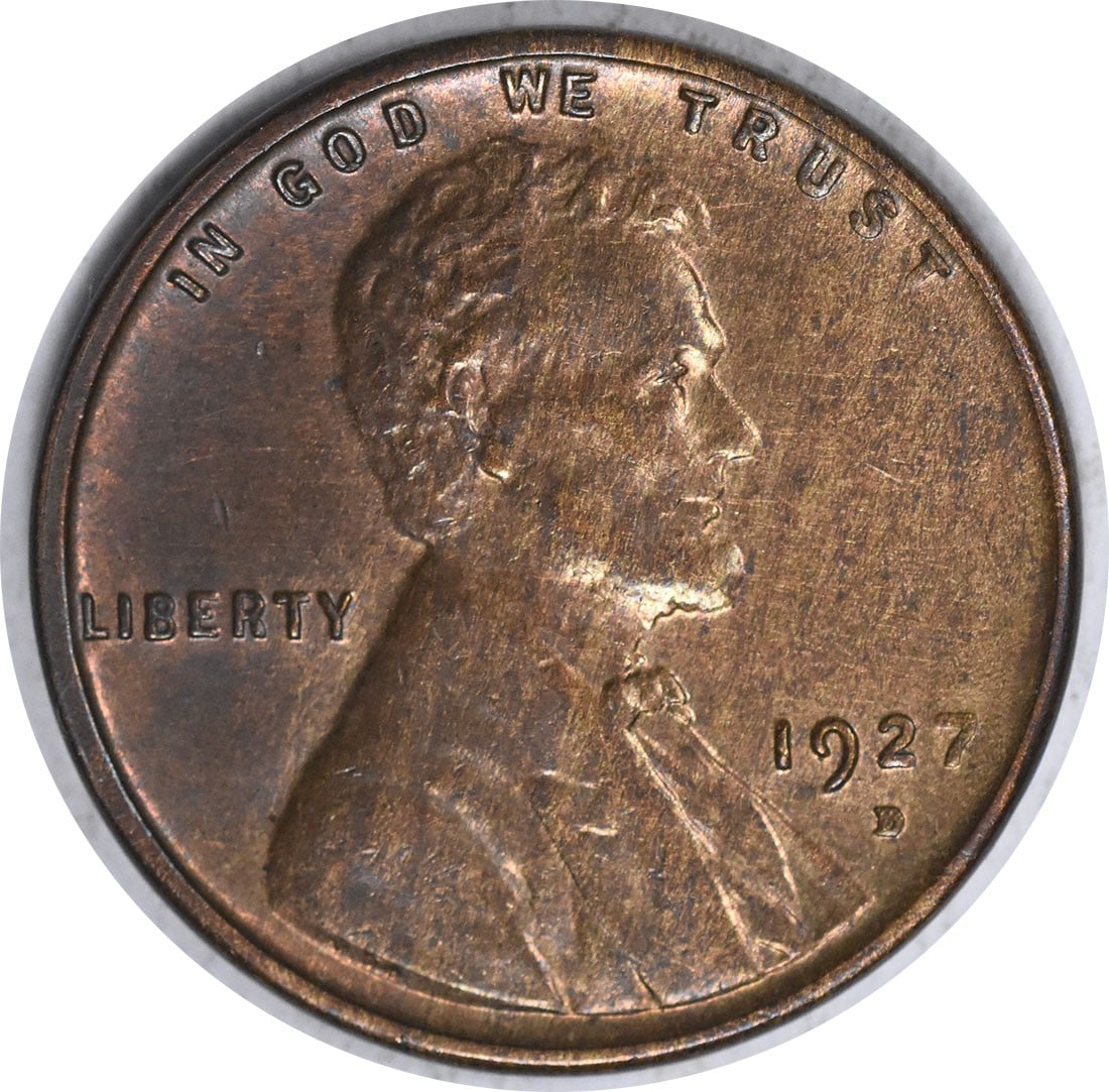 1927-D Lincoln Wheat Cent Choice BU Uncertified Copper Coin: 1927-D Lincoln Wheat Cent Choice BU Uncertified Copper Coin This 1927-D Lincoln Cent showcases a stunning Choice Brilliant Uncirculated condition. Minted in Denver, this small cent is crafted from hig