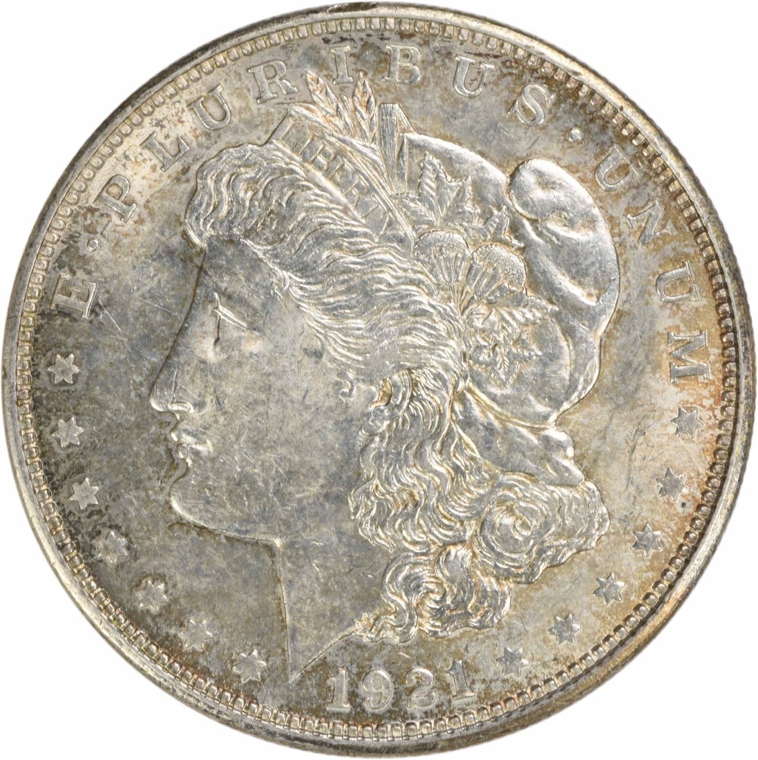 Uncirculated 1921 Denver Morgan Silver Dollar Brilliant Uncertified US Coin: Uncirculated 1921 Denver Morgan Silver Dollar Brilliant Uncertified US Coin This 1921-D Morgan Silver Dollar is an uncirculated coin featuring the Denver mint mark. Graded as Brilliant Uncirculated (B