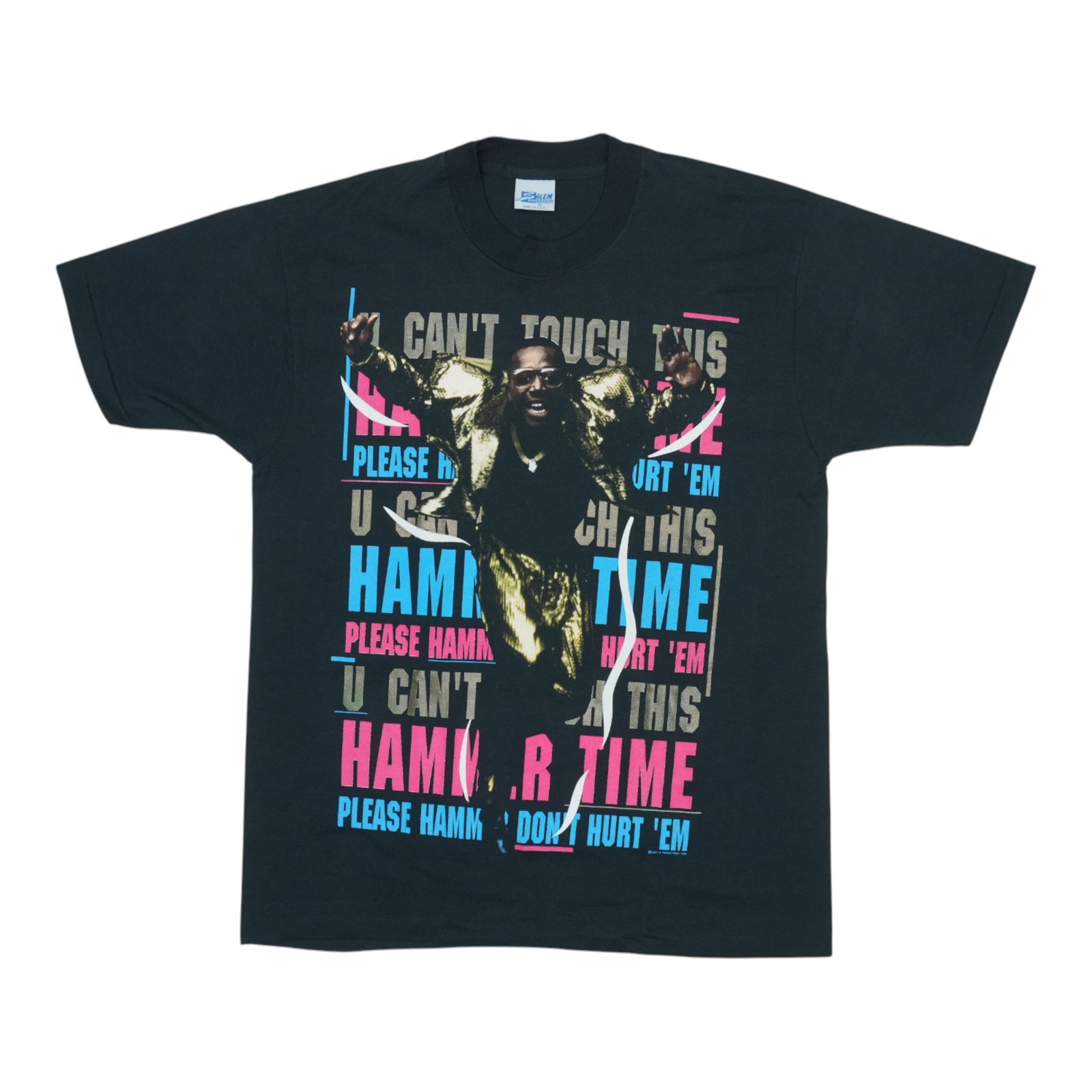 Vintage 1990 Black MC Hammer Can't Touch This Graphic T-Shirt Size XL: Vintage 1990 Black MC Hammer Can't Touch This Graphic T-Shirt Size XL This is an original vintage 1990 M C Hammer 'Can't Touch This' shirt featuring both front and back graphics. The shirt is not a mo