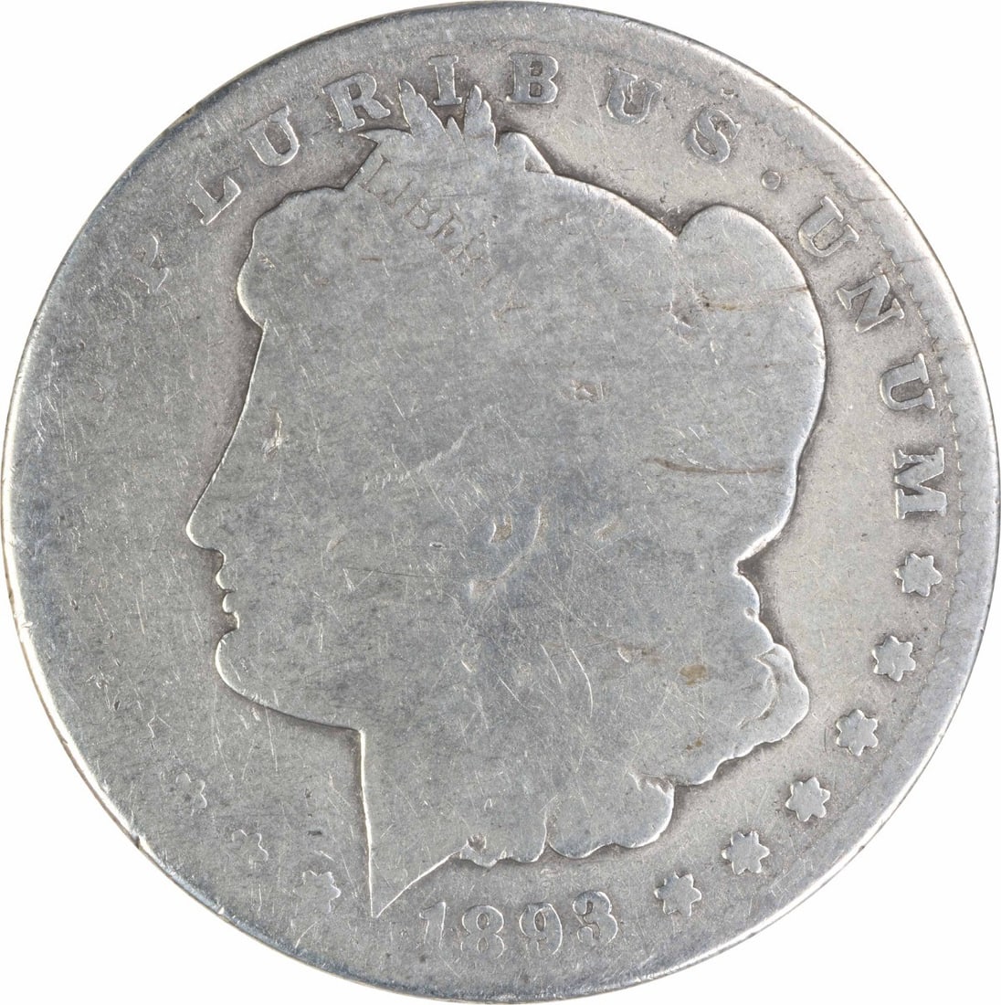 1893 O Morgan Silver Dollar AG Circulated Uncertified: 1893 O Morgan Silver Dollar AG Circulated Uncertified 1893-O Morgan Dollar silver $1 coin from the United States. This circulated, pre-owned coin is offered uncertified and graded AG. Specifications C