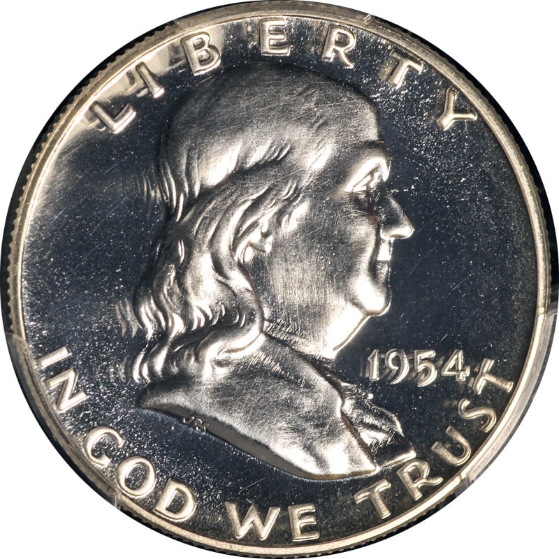 1954 Franklin Half Dollar Proof PCGS PR67 Silver Gem with Superb Eye Appeal: 1954 Franklin Half Dollar Proof PCGS PR67 Silver Gem with Superb Eye Appeal This stunning 1954 Franklin Half Dollar Proof exhibits superb eye appeal with its fantastic luster and strong strike. Certif