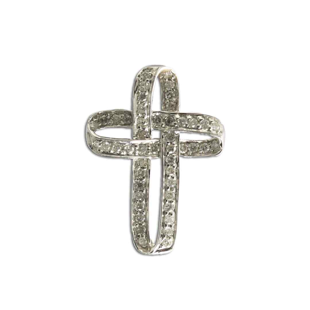 14K White Gold Diamond Cross Pendant 0.25ct: 14K White Gold Diamond Cross Pendant 0.25ct This 14K white gold cross pendant features round brilliant cut natural diamonds with a total weight of 0.25 carats. The diamonds are graded H-J in color and