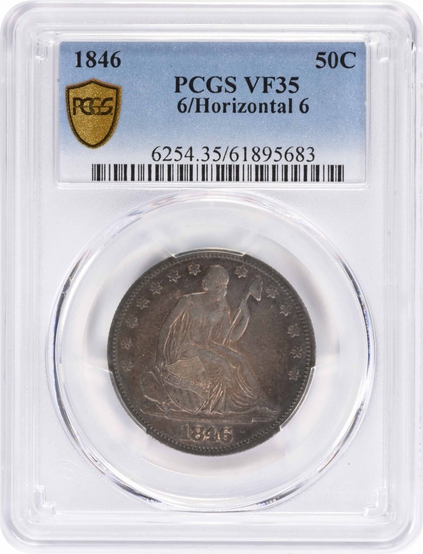 PCGS VF35 1846 Seated Liberty Half Dollar Silver 50C: PCGS VF35 1846 Seated Liberty Half Dollar Silver 50C 1846 Liberty Seated silver half dollar graded VF35 by PCGS. This circulated United States 50C coin features the Seated Liberty design and is offere
