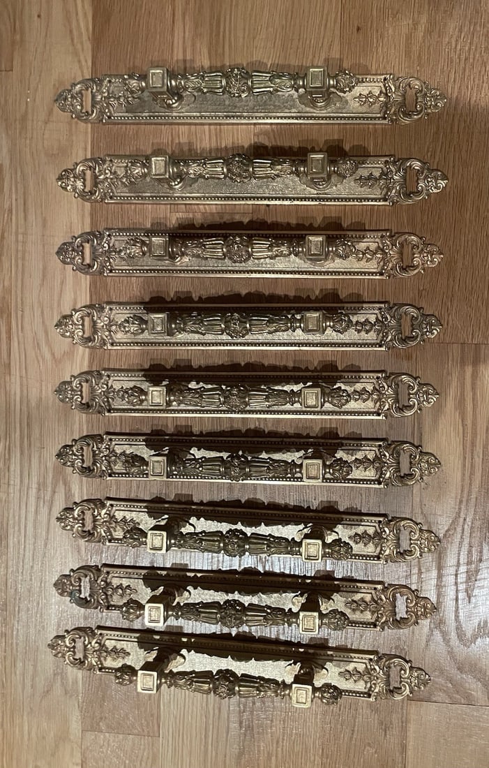 Set of 9 Spanish bronze door handles early 1900s (1 of 7)