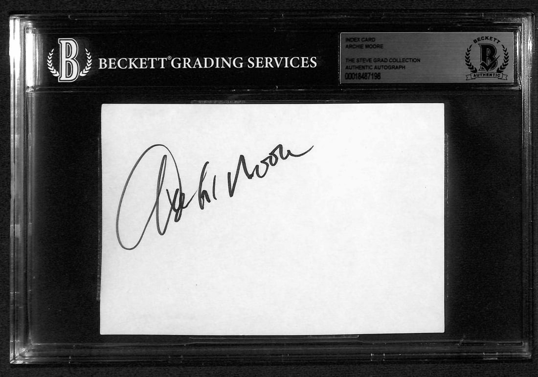 Beckett Authenticated Archie Moore 3x5 Signed Index Card (1 of 1)