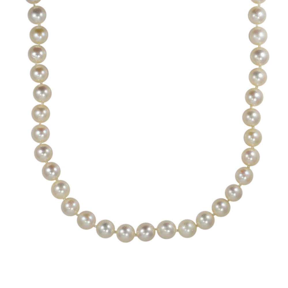 Vintage 22 in Pearl Beaded Necklace 14K Yellow Gold (1 of 5)