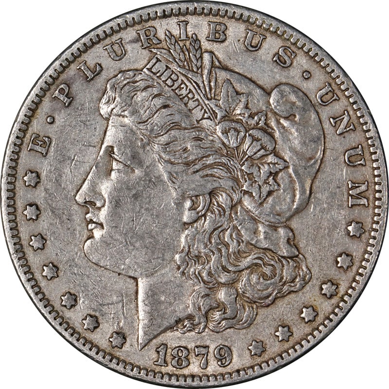 1879 P Morgan Dollar Circulated Silver UNCERTIFIED: 1879 P Morgan Dollar Circulated Silver UNCERTIFIED This 1879-P Morgan Silver Dollar is a beautifully circulated coin, ideal for set builders and collectors alike. Hand-selected from an extensive colle