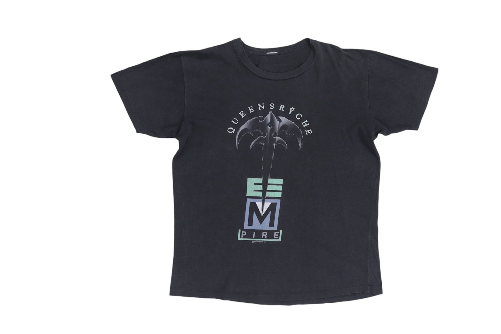 Vintage 1990 Queensryche Empire Tour Black Cotton Band Shirt: Vintage 1990 Queensryche Empire Tour Black Cotton Band Shirt This is an original vintage 1990 Queensryche Empire Tour shirt, featuring front and back graphics. The shirt is made of 100% cotton in blac