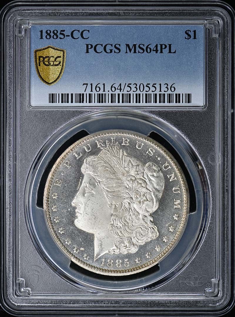 PCGS MS64PL 1885 Carson City Morgan Silver Dollar: PCGS MS64PL 1885 Carson City Morgan Silver Dollar 1885-CC Morgan Dollar certified by PCGS with an MS64PL grade. This pre-owned coin is listed as uncirculated and carries the Prooflike designation. Spe