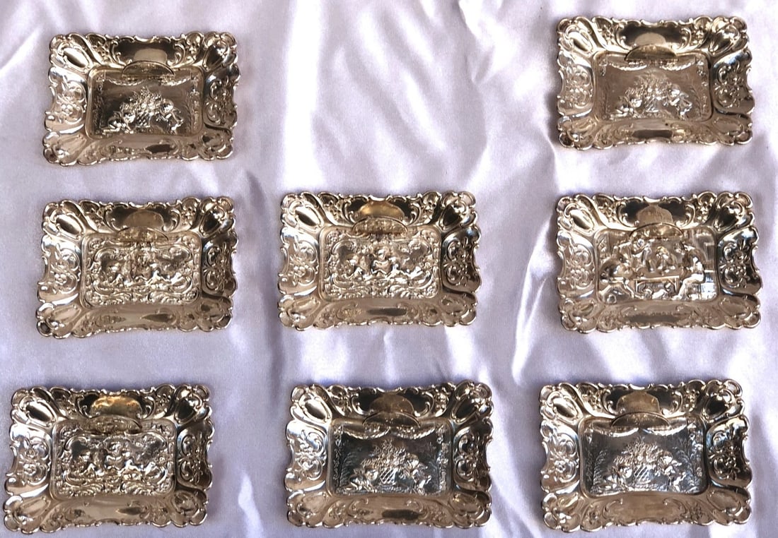 Elegant Eight-Piece German 800 Silver Card Holders Set (1 of 9)