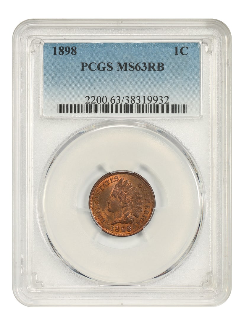 1898 Indian Cent 1C PCGS MS63RB RB: 1898 Indian Cent 1C PCGS MS63RB RB 1898 Indian Cent certified by PCGS in MS63RB grade. This pre-owned coin is listed as uncirculated and features red-brown color. Specifications Denomination: 1C Year: