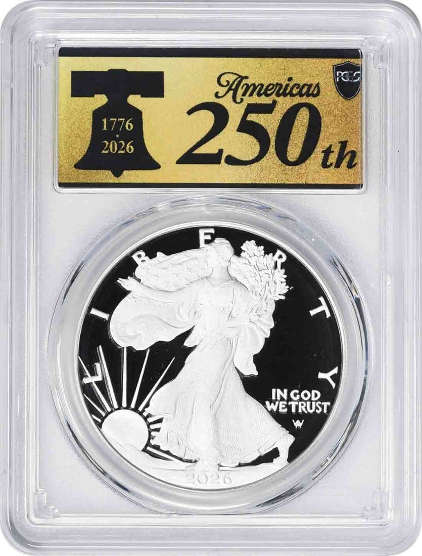 PCGS PR70DCAM First Strike 2026 P American Silver Eagle Proof Coin: PCGS PR70DCAM First Strike 2026 P American Silver Eagle Proof Coin 2026-P American Silver Eagle $1 proof coin from the Congratulations Set, graded PR70DCAM by PCGS with a First Strike designation and 
