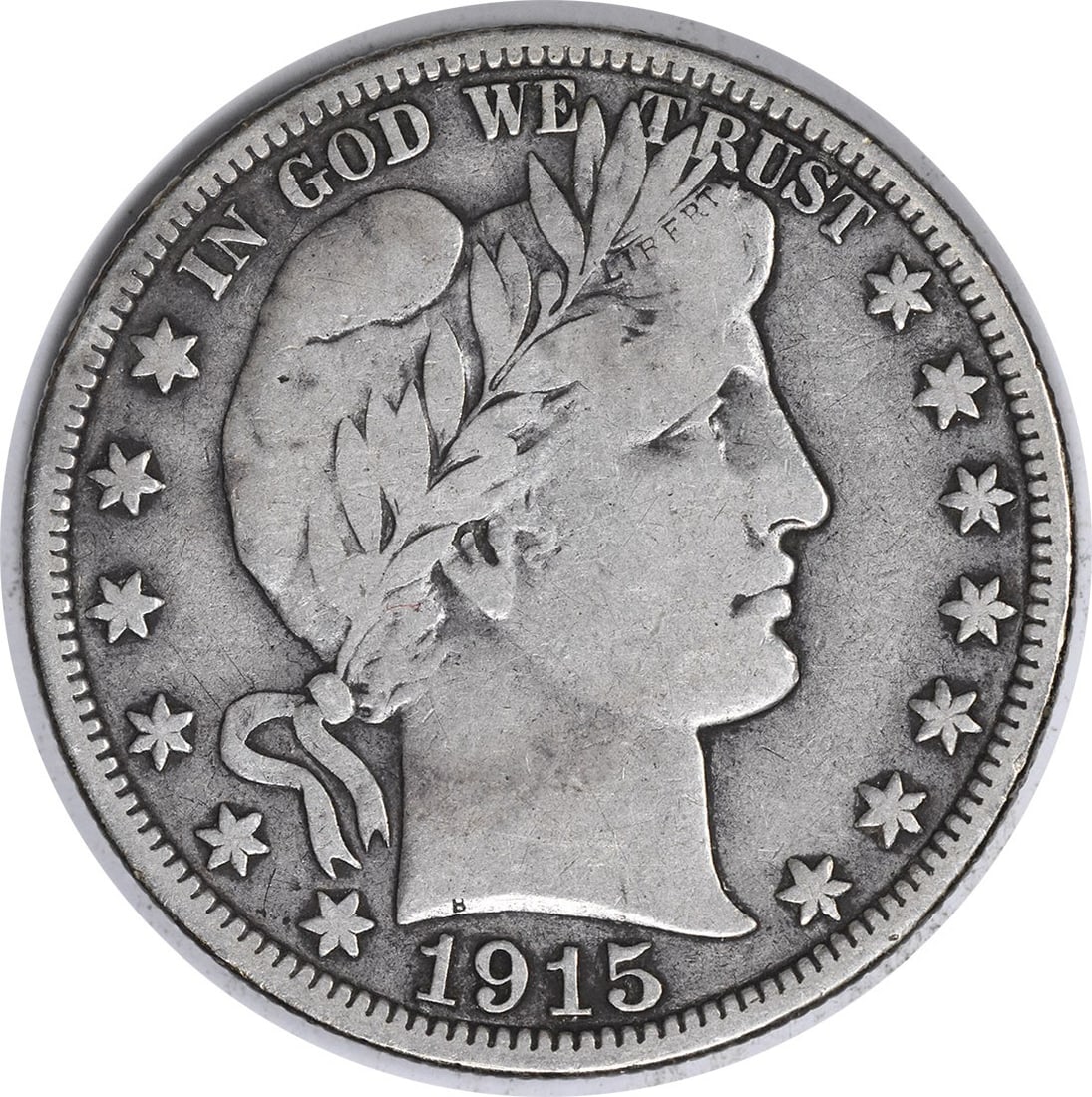 United States 1915-S Barber 50C Silver Half Dollar VF Uncertified: United States 1915-S Barber 50C Silver Half Dollar VF Uncertified 1915-S Barber silver half dollar in VF grade. This circulated, uncertified United States 50C coin is a pre-owned example of the Barber