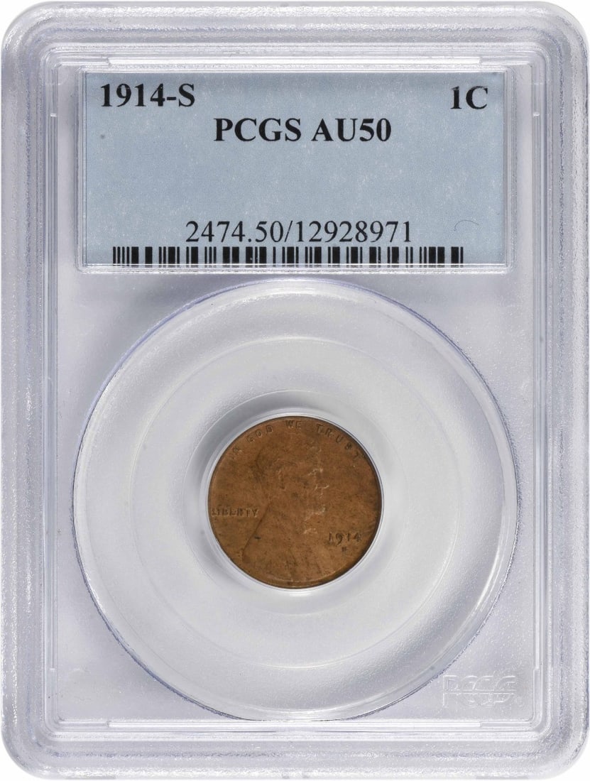 PCGS AU50 1914 S Lincoln Wheat Small Cent (1 of 2)