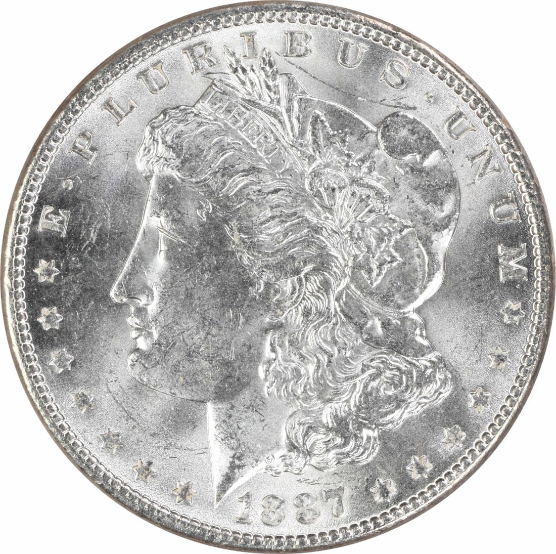 1887 Uncirculated Morgan Silver Dollar $1 Uncertified MS60: 1887 Uncirculated Morgan Silver Dollar $1 Uncertified MS60 1887 Morgan Silver Dollar in uncirculated condition. This pre-owned coin is composed of silver and is offered uncertified. Specifications Coi