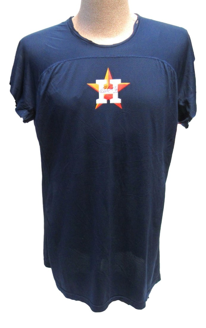 Carlos Correa signed Houston Astros game worn shirt PSA DNA: Carlos Correa signed Houston Astros game worn shirt PSA DNA This is a game-worn batting practice shirt signed by Carlos Correa. The shirt was used during batting practice and features the Houston Astr