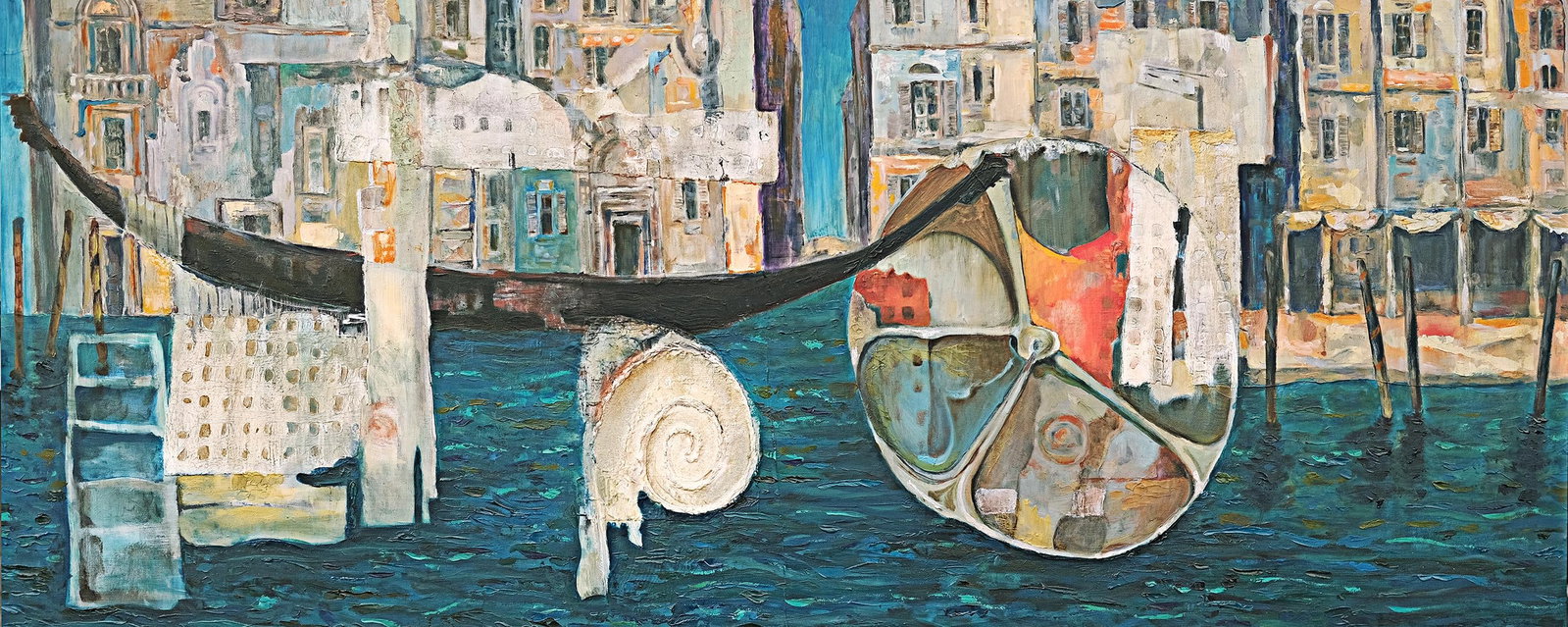 CITY OF HIDDEN MEMORIES Painting 22 x 55 by Khoren Keshishyan Contemporary Art (1 of 1)