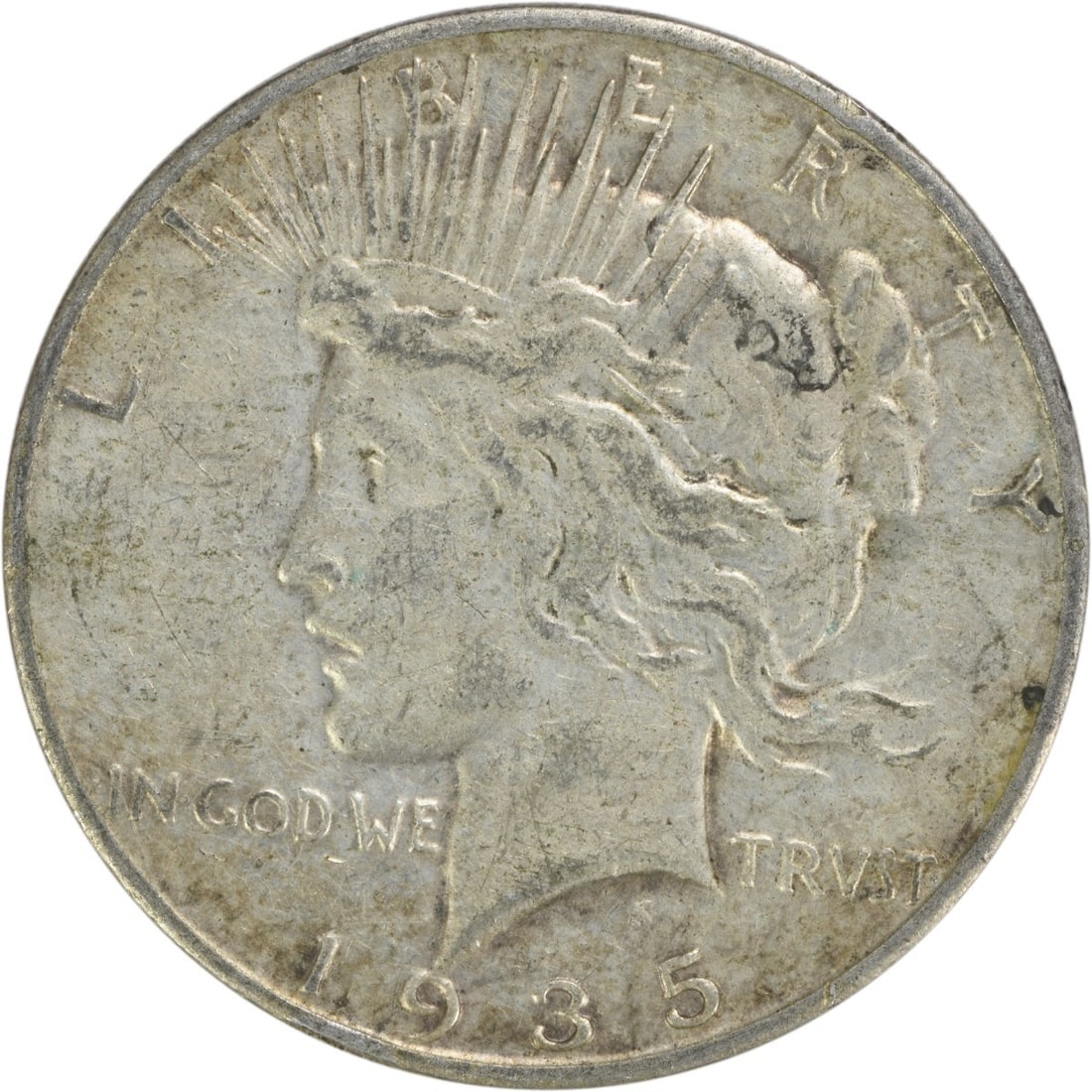 1935 S United States Peace Dollar Silver $1 EF Uncertified: 1935 S United States Peace Dollar Silver $1 EF Uncertified 1935-S Peace Silver Dollar in EF grade. This circulated, uncertified United States $1 coin is composed of silver and offered as a pre-owned p