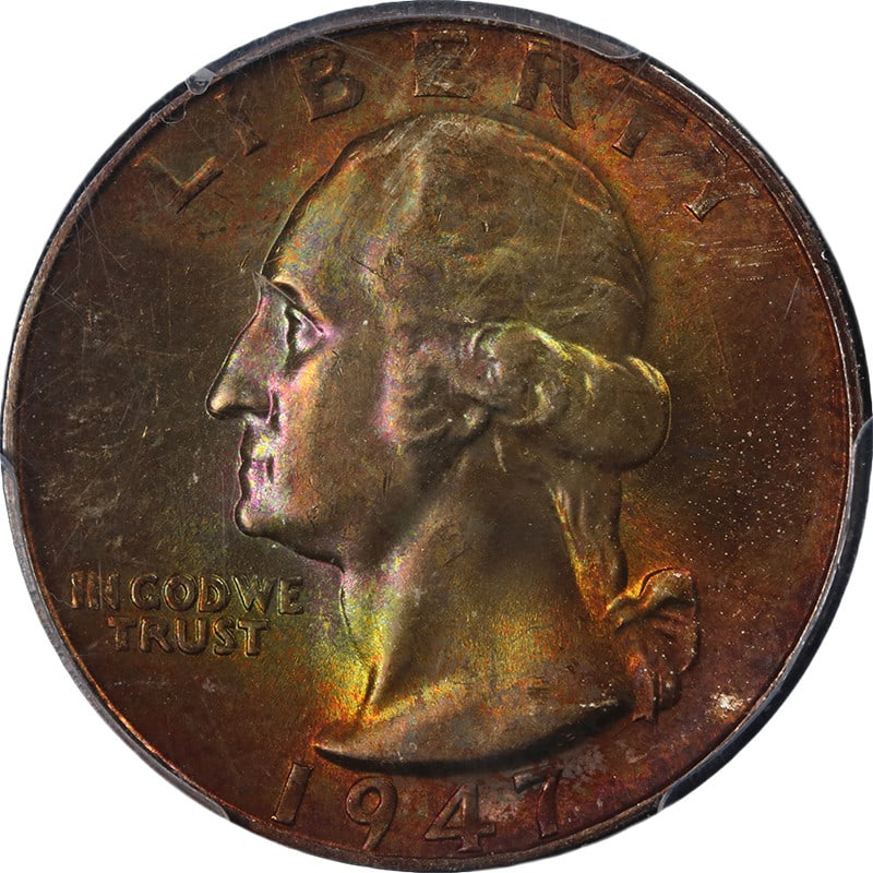 1947-S Washington Quarter PCGS MS67+ Uncirculated Silver Coin: 1947-S Washington Quarter PCGS MS67+ Uncirculated Silver Coin This stunning 1947-S Washington Quarter is a true collector's gem, certified by PCGS with an impressive grade of MS67+. It features superb