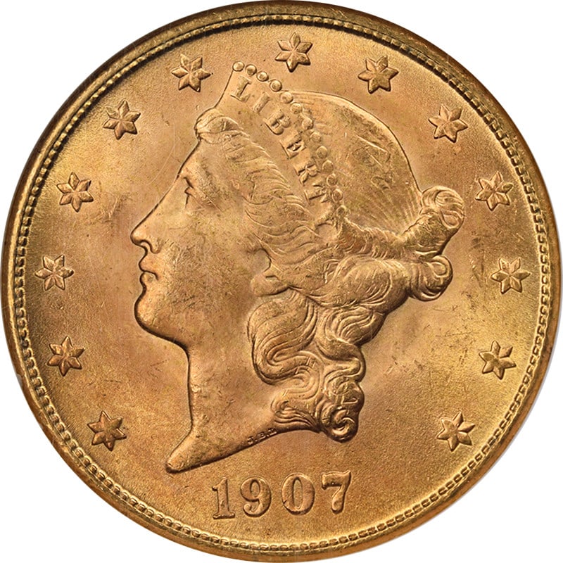 1907-S Liberty Gold $20 Coin NGC MS65 Superb Eye Appeal: 1907-S Liberty Gold $20 Coin NGC MS65 Superb Eye Appeal This exceptional 1907-S Liberty Gold $20 coin features superb eye appeal, showcasing fantastic luster and a strong strike. The coin is certified