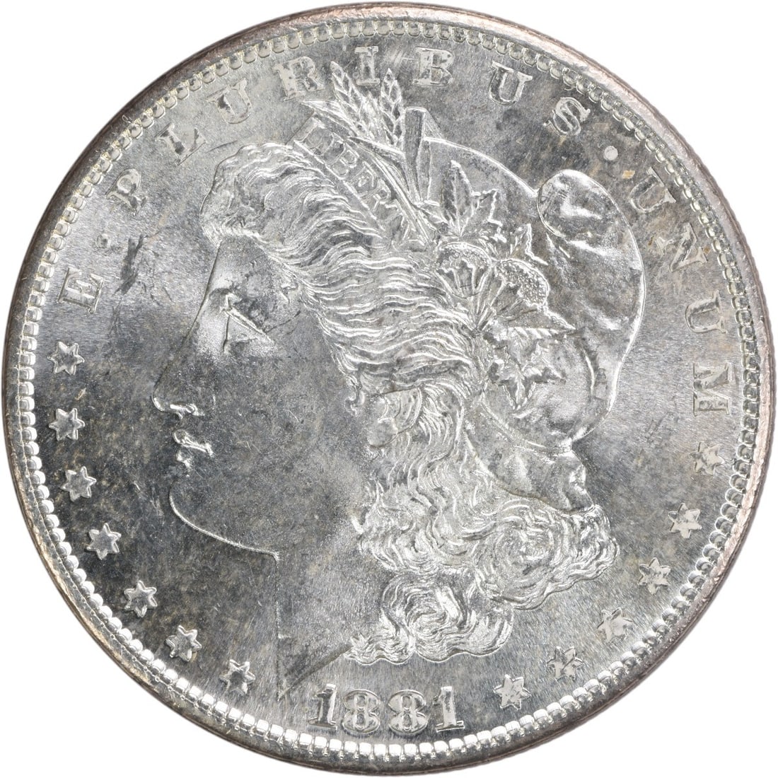 Choice BU 1881 San Francisco Morgan Silver Dollar Uncirculated Uncertified: Choice BU 1881 San Francisco Morgan Silver Dollar Uncirculated Uncertified This is an uncirculated 1881-S Morgan Silver Dollar featuring a Choice Brilliant Uncirculated (BU) grade. Struck in silver at