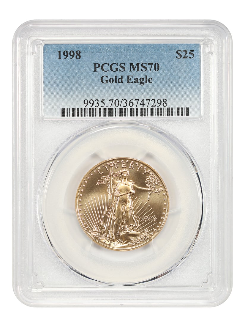 PCGS MS70 1998 $25 Gold Eagle Coin (1 of 4)