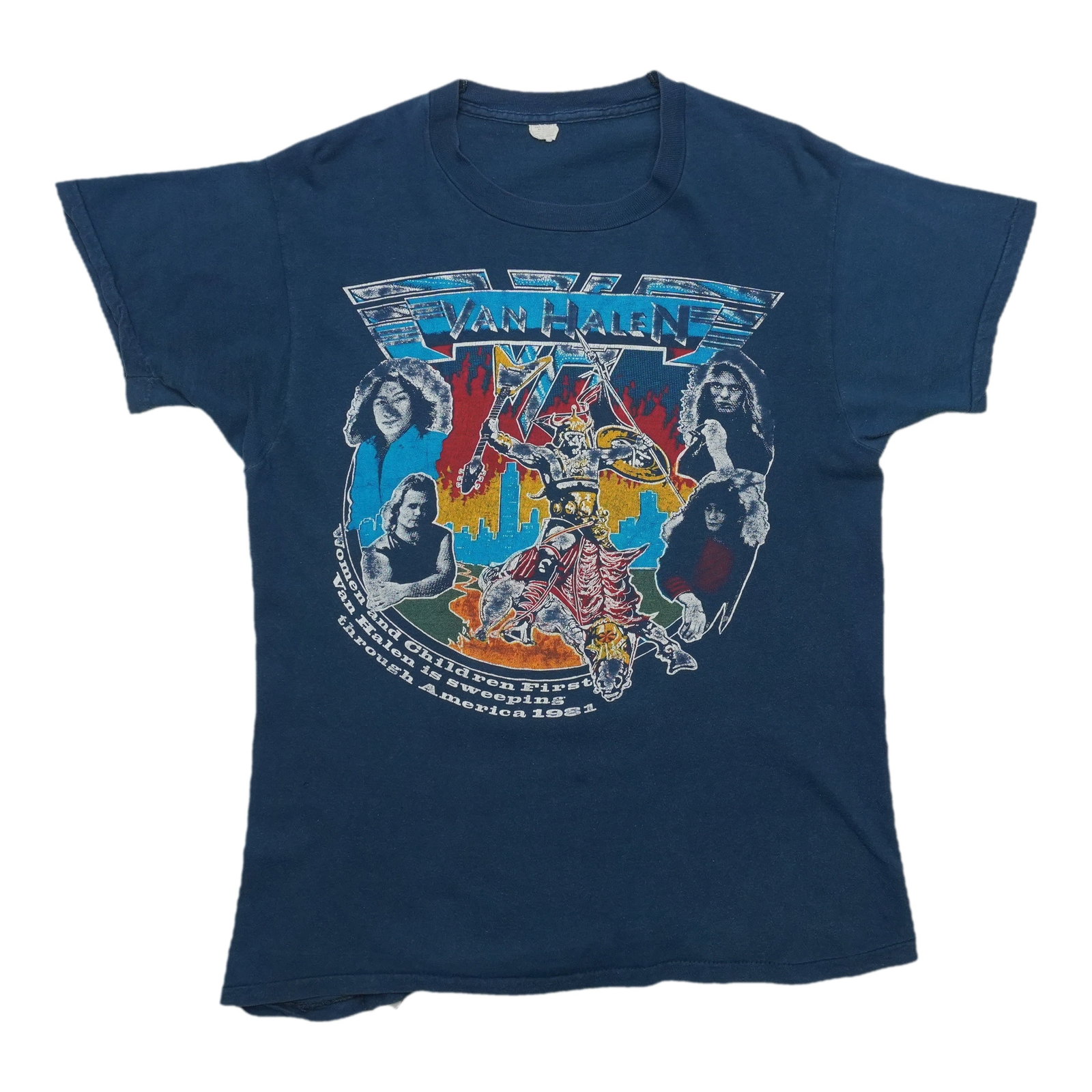 Van Halen 1981 Fair Warning concert tee blue cotton Large (1 of 8)