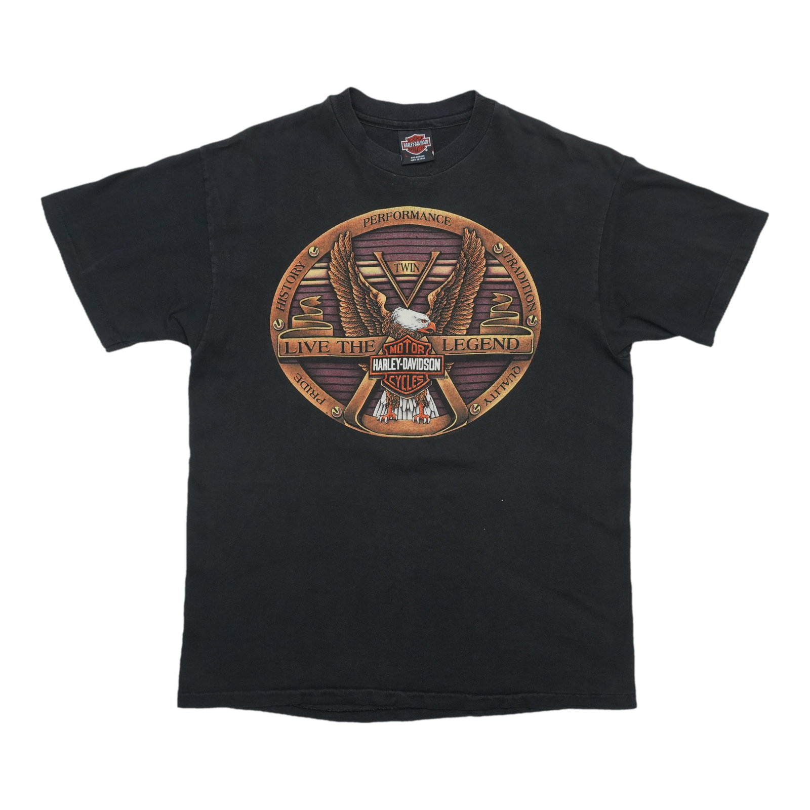 Vintage 1992 Harley Davidson Legend Graphic Black Cotton Shirt Large: Vintage 1992 Harley Davidson Legend Graphic Black Cotton Shirt Large This is an original vintage 1992 Harley Davidson "Live the Legend" shirt featuring front and back graphics. Made from 100% cotton i